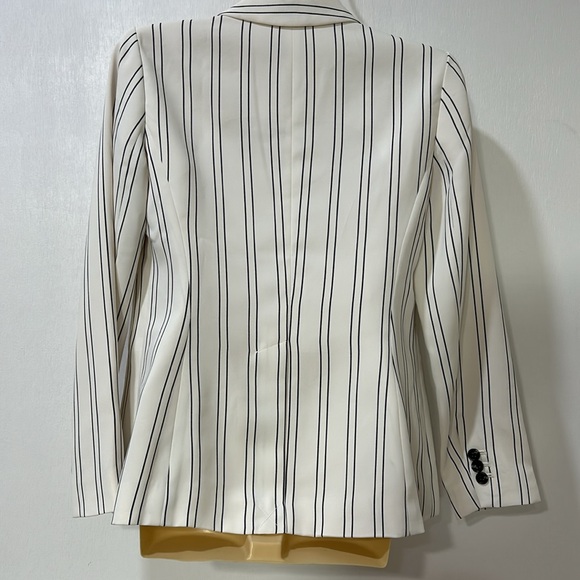 TALBOT WOMENS BLAZER JACKET COAT STRIPE WHITE BLACK SIZE 2P - Picture 2 of 12